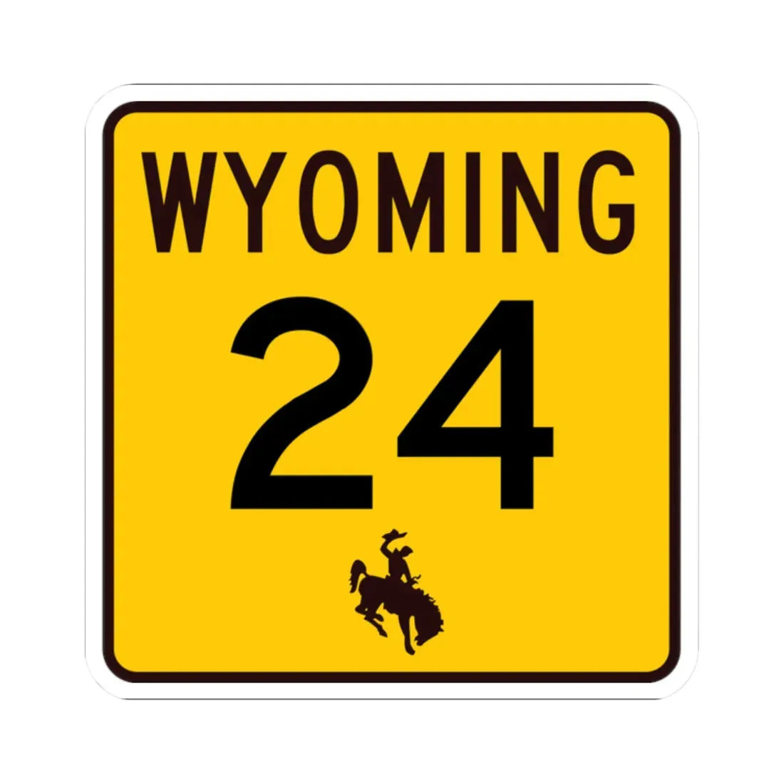 WY-24 (Wyoming) (Road Sign) STICKER Vinyl Kiss-Cut Decal 2 Inch White - The Sticker Space