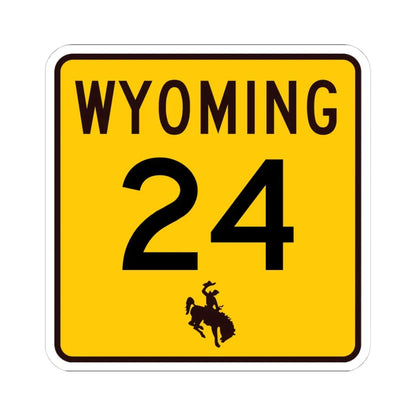 WY-24 (Wyoming) (Road Sign) STICKER Vinyl Kiss-Cut Decal 4 Inch White - The Sticker Space