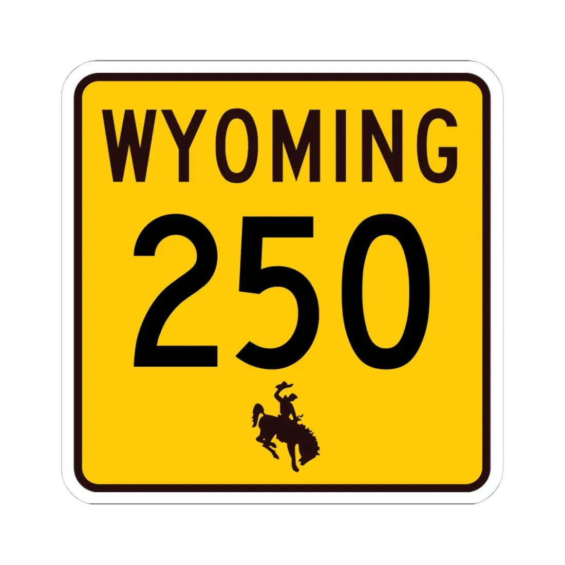 WY-250 (Wyoming) (Road Sign) STICKER Vinyl Kiss-Cut Decal 4 Inch White - The Sticker Space