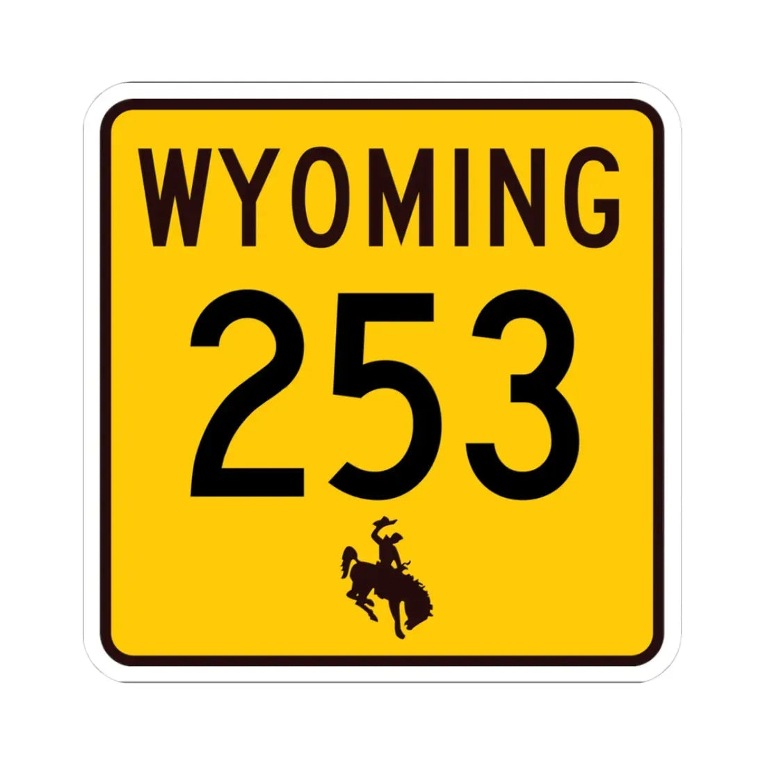 WY-253 (Wyoming) (Road Sign) STICKER Vinyl Kiss-Cut Decal 3 Inch White - The Sticker Space