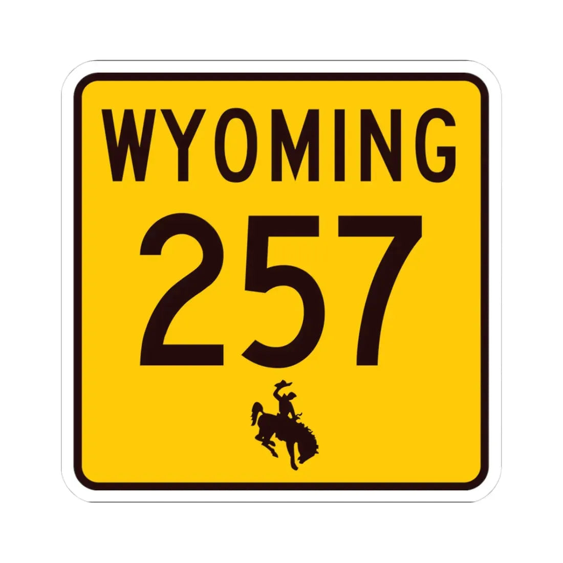 WY-257 (Wyoming) (Road Sign) STICKER Vinyl Kiss-Cut Decal 3 Inch White - The Sticker Space