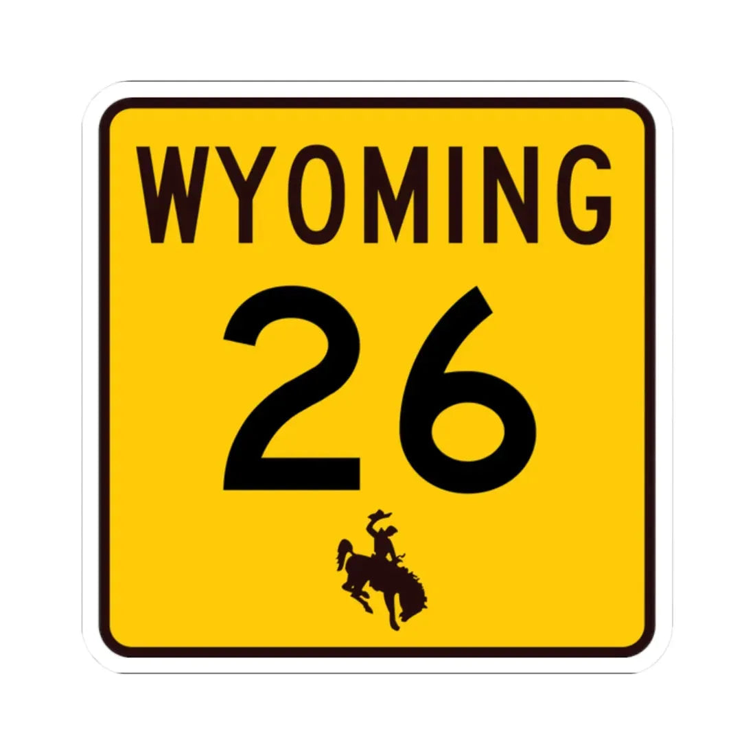 WY-26 (Wyoming) (Road Sign) STICKER Vinyl Kiss-Cut Decal 2 Inch White - The Sticker Space