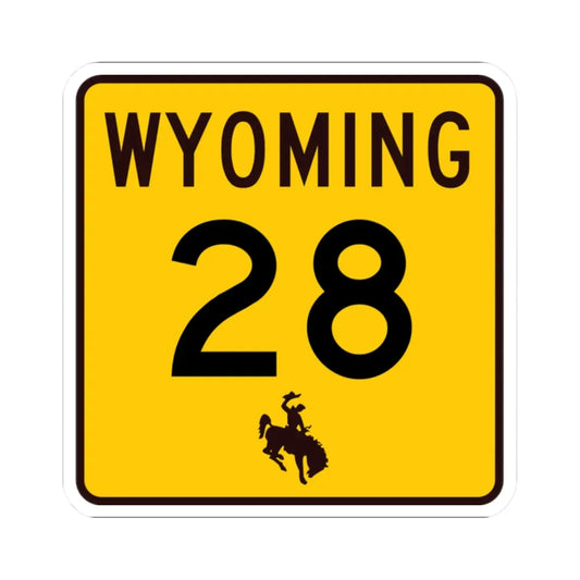 WY-28 (Wyoming) (Road Sign) STICKER Vinyl Kiss-Cut Decal 2 Inch White - The Sticker Space