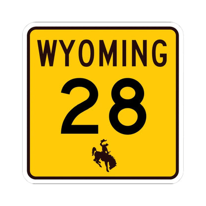 WY-28 (Wyoming) (Road Sign) STICKER Vinyl Kiss-Cut Decal 3 Inch White - The Sticker Space
