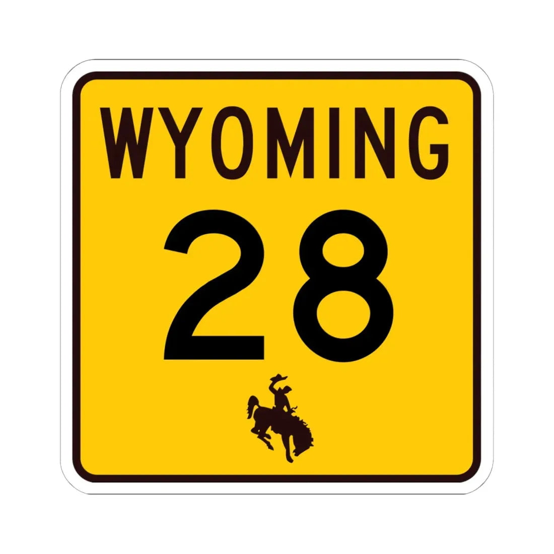 WY-28 (Wyoming) (Road Sign) STICKER Vinyl Kiss-Cut Decal 6 Inch White - The Sticker Space