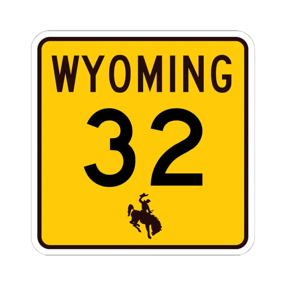 WY-32 (Wyoming) (Road Sign) STICKER Vinyl Kiss-Cut Decal 6 Inch White - The Sticker Space