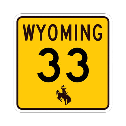 WY-33 (Wyoming) (Road Sign) STICKER Vinyl Kiss-Cut Decal 3 Inch White - The Sticker Space