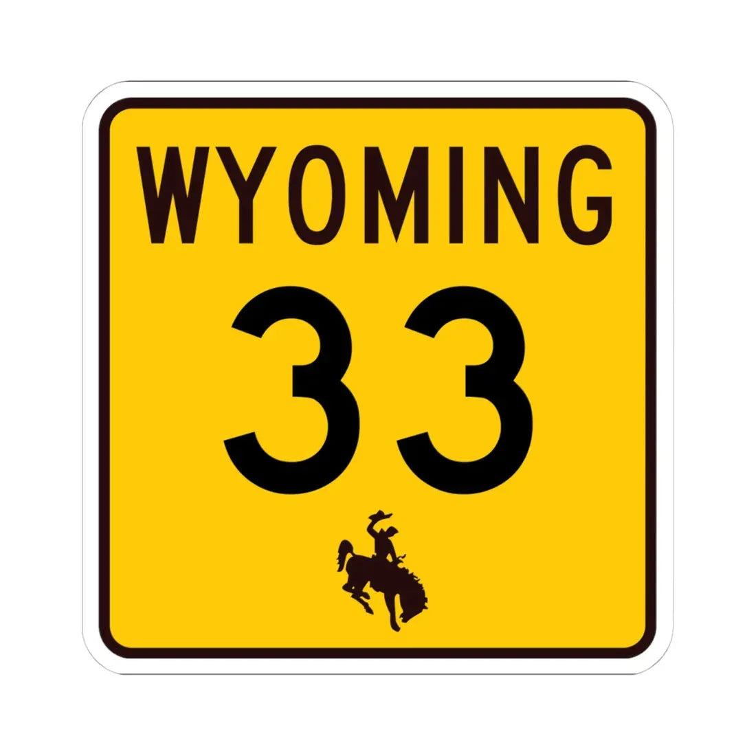 WY-33 (Wyoming) (Road Sign) STICKER Vinyl Kiss-Cut Decal 4 Inch White - The Sticker Space
