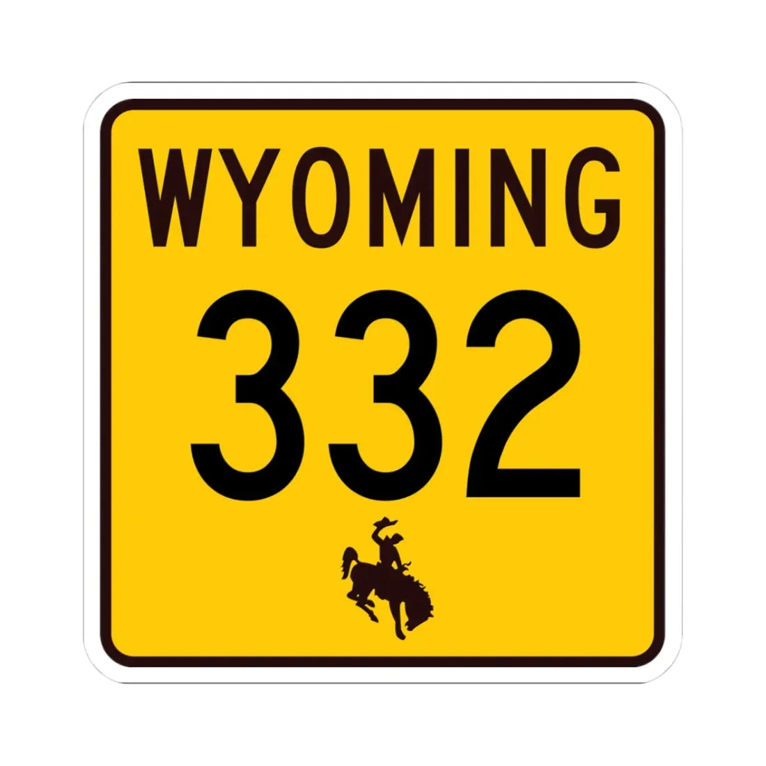 WY-332 (Wyoming) (Road Sign) STICKER Vinyl Kiss-Cut Decal 3 Inch White - The Sticker Space