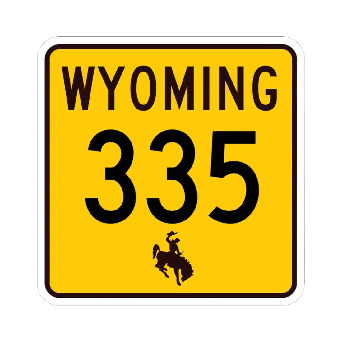 WY-335 (Wyoming) (Road Sign) STICKER Vinyl Kiss-Cut Decal 3 Inch White - The Sticker Space