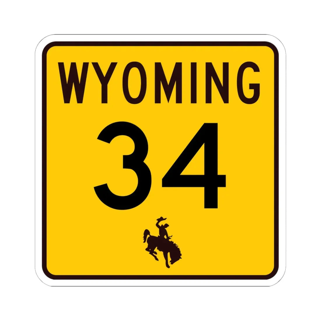 WY-34 (Wyoming) (Road Sign) STICKER Vinyl Kiss-Cut Decal 6 Inch White - The Sticker Space