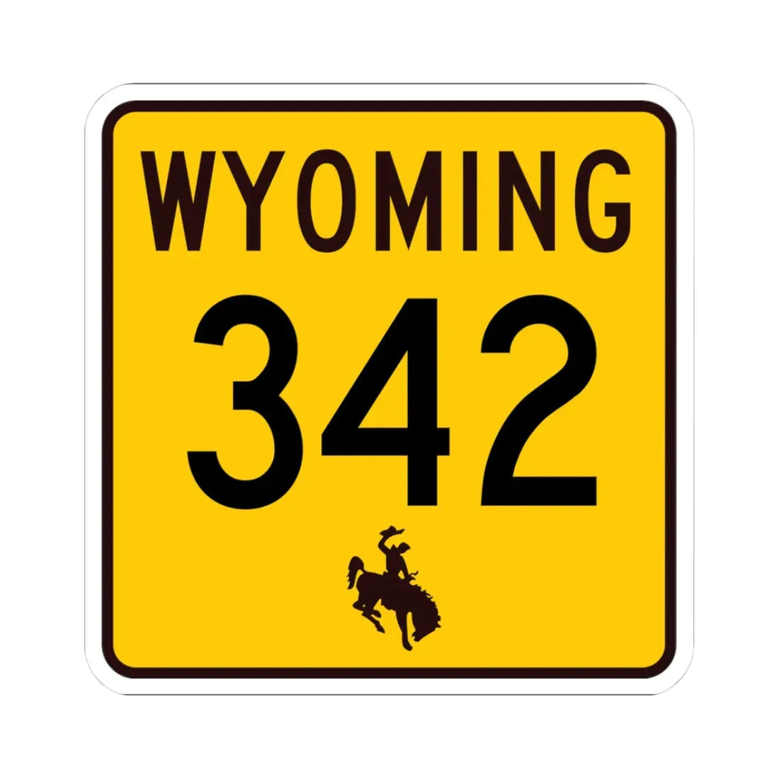 WY-342 (Wyoming) (Road Sign) STICKER Vinyl Kiss-Cut Decal 3 Inch White - The Sticker Space