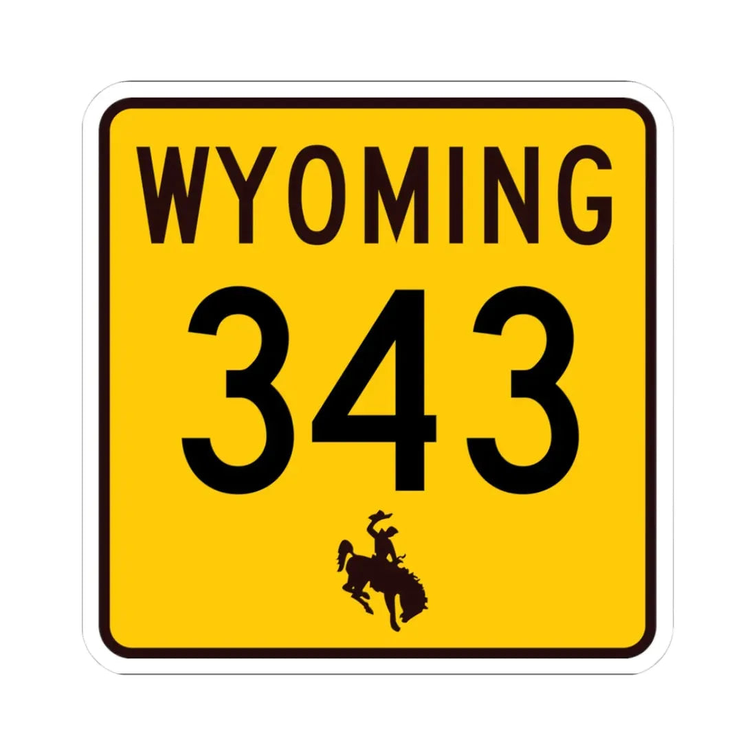 WY-343 (Wyoming) (Road Sign) STICKER Vinyl Kiss-Cut Decal 3 Inch White - The Sticker Space