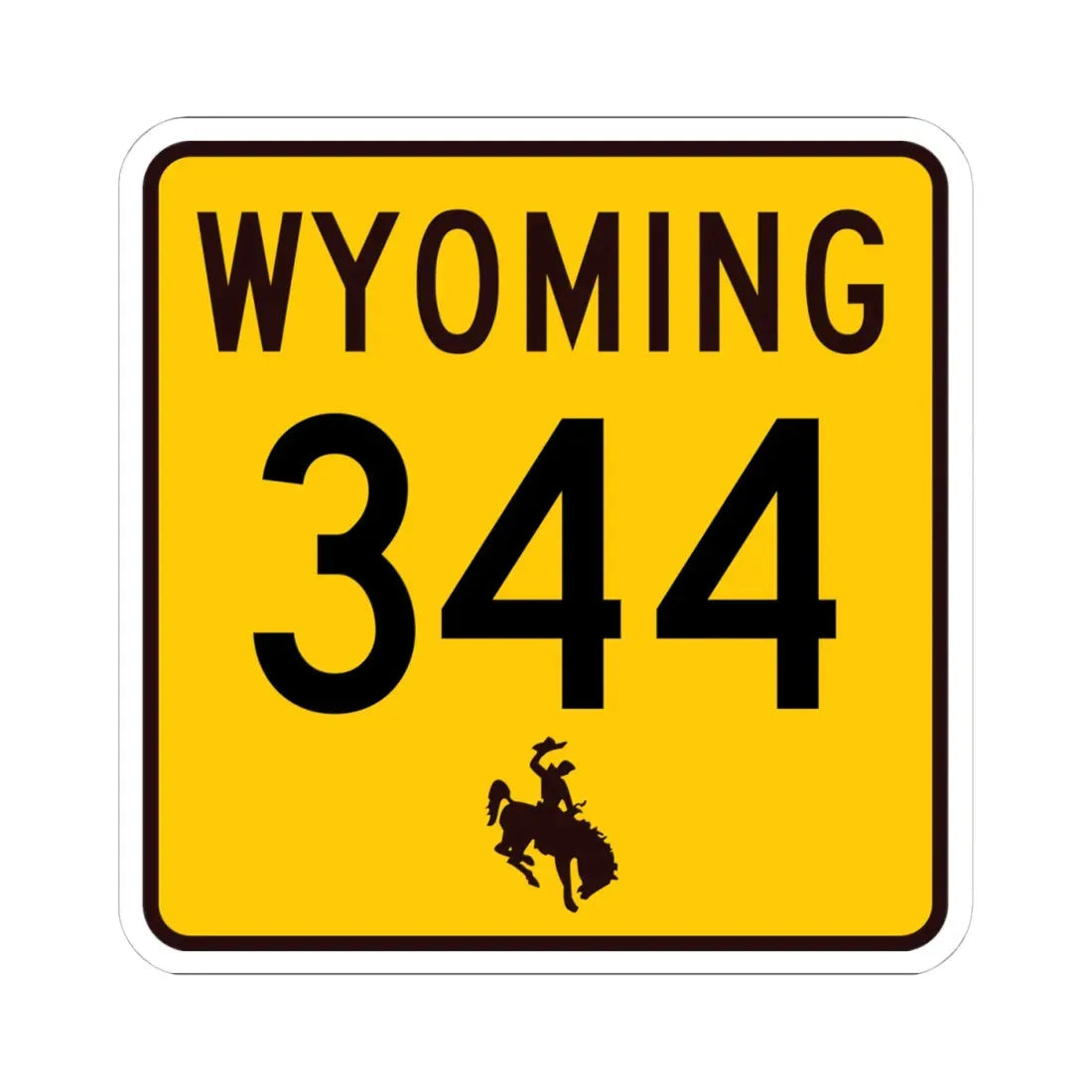 WY-344 (Wyoming) (Road Sign) STICKER Vinyl Kiss-Cut Decal 4 Inch White - The Sticker Space