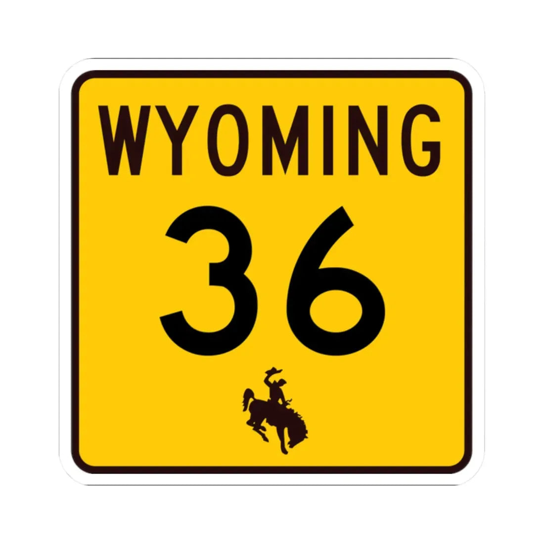 WY-36 (Wyoming) (Road Sign) STICKER Vinyl Kiss-Cut Decal 2 Inch White - The Sticker Space