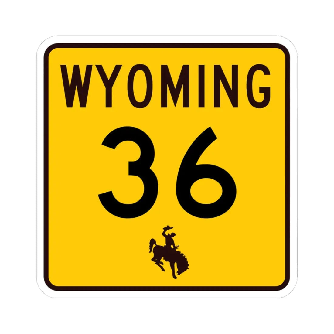 WY-36 (Wyoming) (Road Sign) STICKER Vinyl Kiss-Cut Decal 3 Inch White - The Sticker Space
