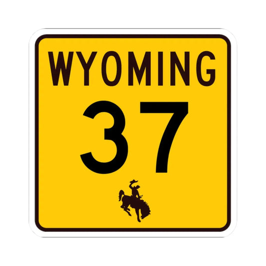 WY-37 (Wyoming) (Road Sign) STICKER Vinyl Kiss-Cut Decal 2 Inch White - The Sticker Space