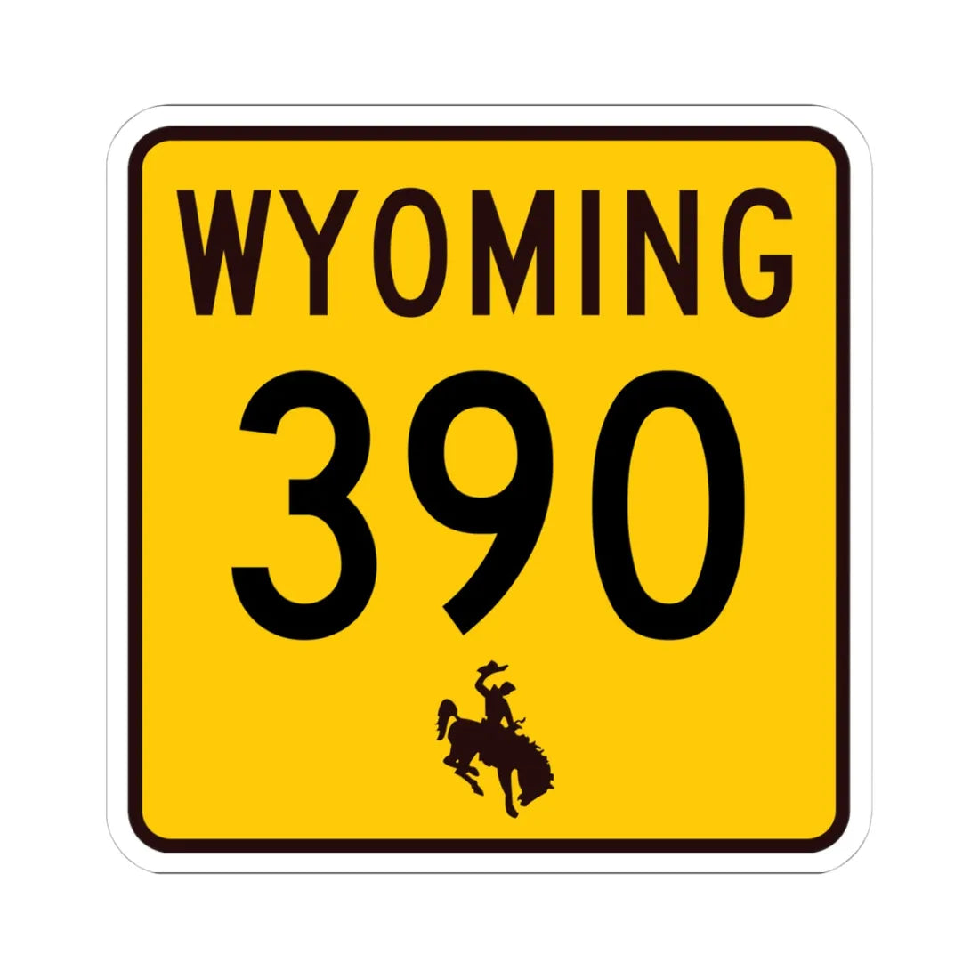 WY-390 (Wyoming) (Road Sign) STICKER Vinyl Kiss-Cut Decal 4 Inch White - The Sticker Space