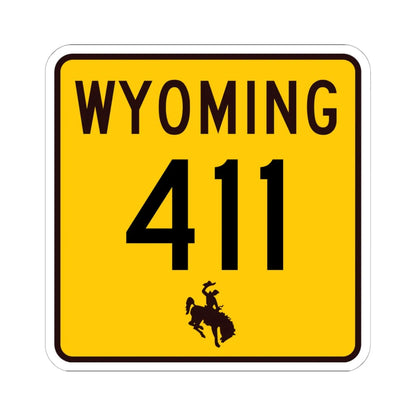 WY-411 (Wyoming) (Road Sign) STICKER Vinyl Kiss-Cut Decal 6 Inch White - The Sticker Space