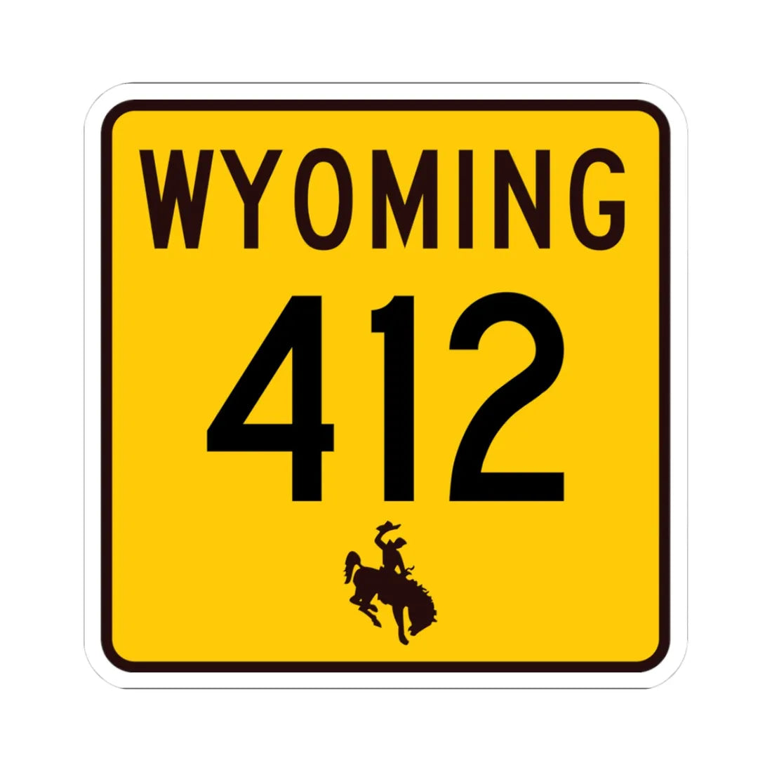 WY-412 (Wyoming) (Road Sign) STICKER Vinyl Kiss-Cut Decal 3 Inch White - The Sticker Space
