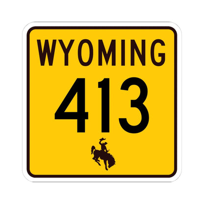 WY-413 (Wyoming) (Road Sign) STICKER Vinyl Kiss-Cut Decal 4 Inch White - The Sticker Space