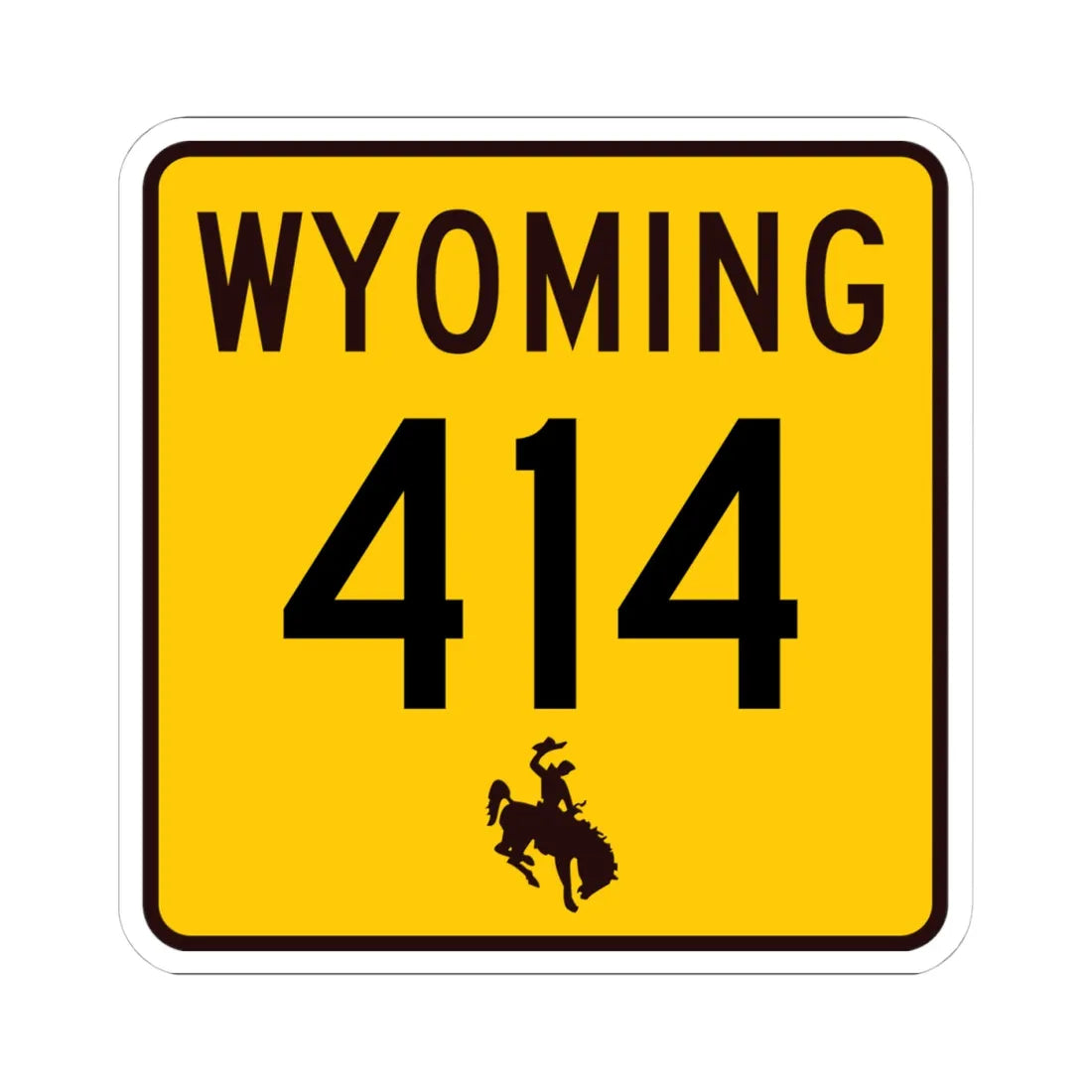 WY-414 (Wyoming) (Road Sign) STICKER Vinyl Kiss-Cut Decal 4 Inch White - The Sticker Space
