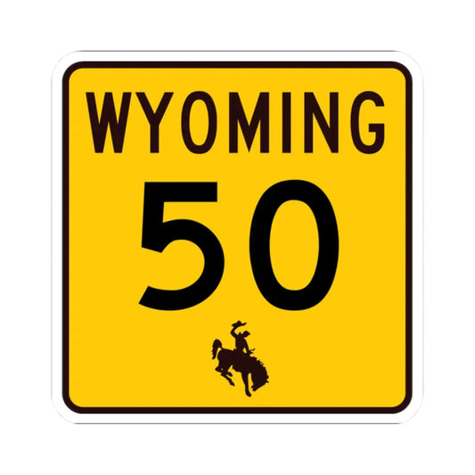 WY-50 (Wyoming) (Road Sign) STICKER Vinyl Kiss-Cut Decal 2 Inch White - The Sticker Space