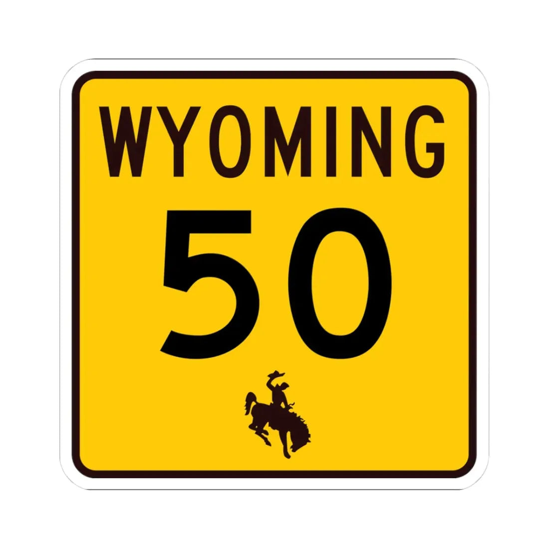 WY-50 (Wyoming) (Road Sign) STICKER Vinyl Kiss-Cut Decal 3 Inch White - The Sticker Space