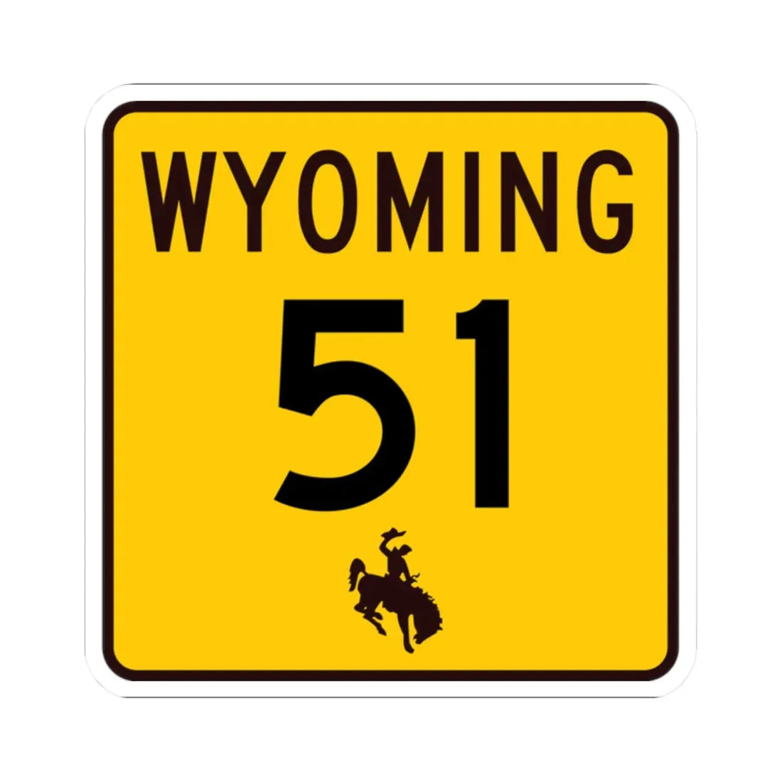 WY-51 (Wyoming) (Road Sign) STICKER Vinyl Kiss-Cut Decal 2 Inch White - The Sticker Space