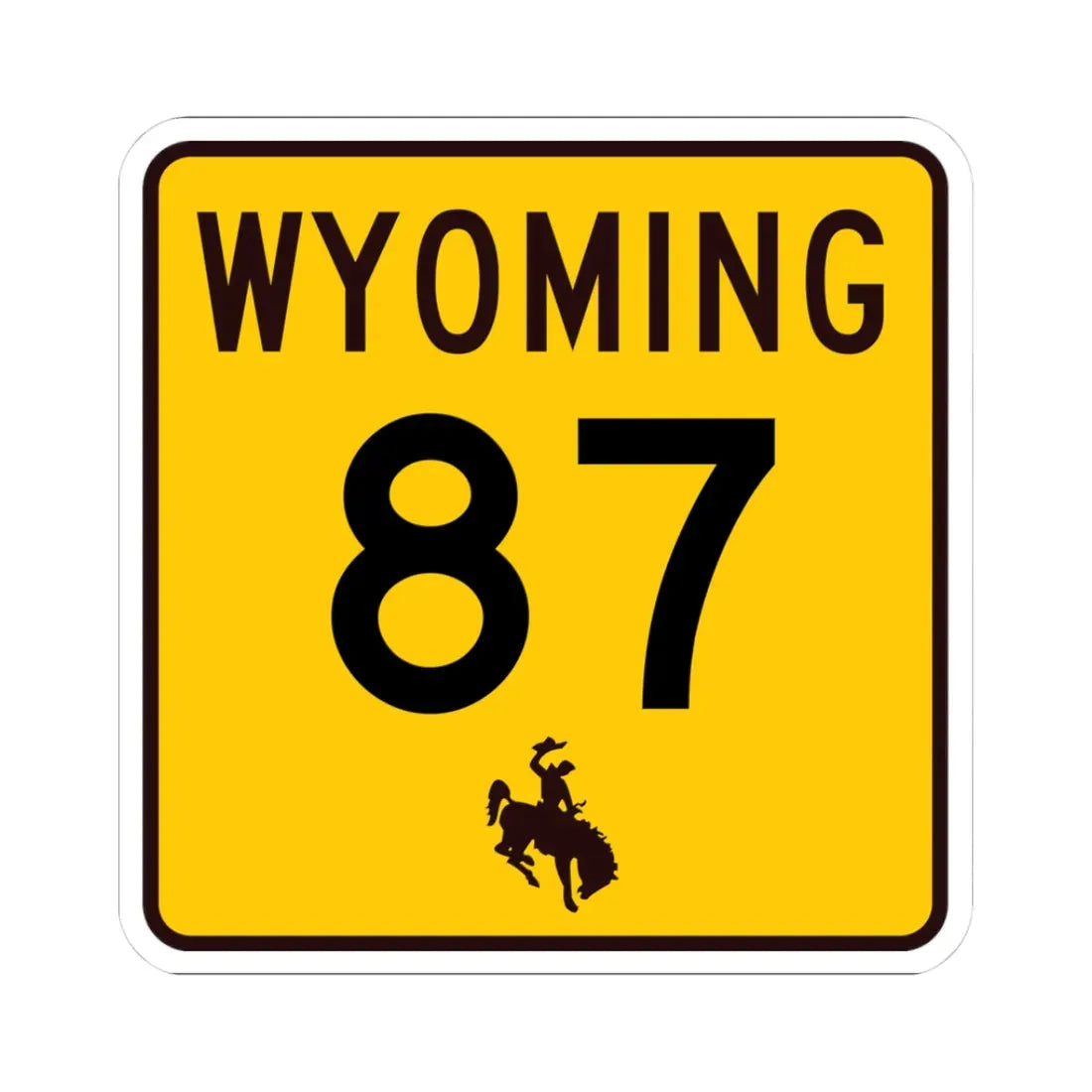 WY-87 (Wyoming) (Road Sign) STICKER Vinyl Kiss-Cut Decal 3 Inch White - The Sticker Space