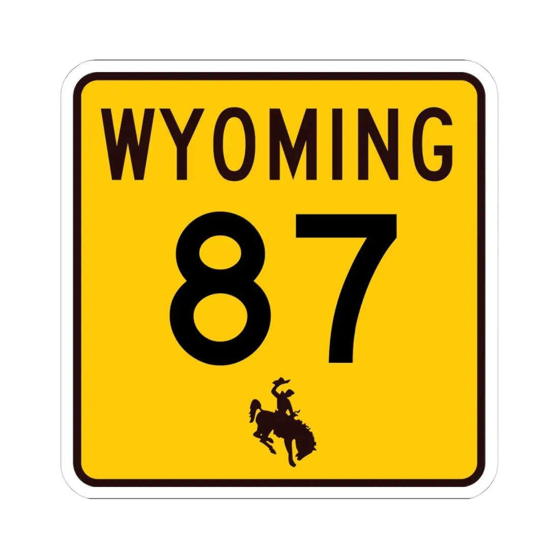WY-87 (Wyoming) (Road Sign) STICKER Vinyl Kiss-Cut Decal 4 Inch White - The Sticker Space
