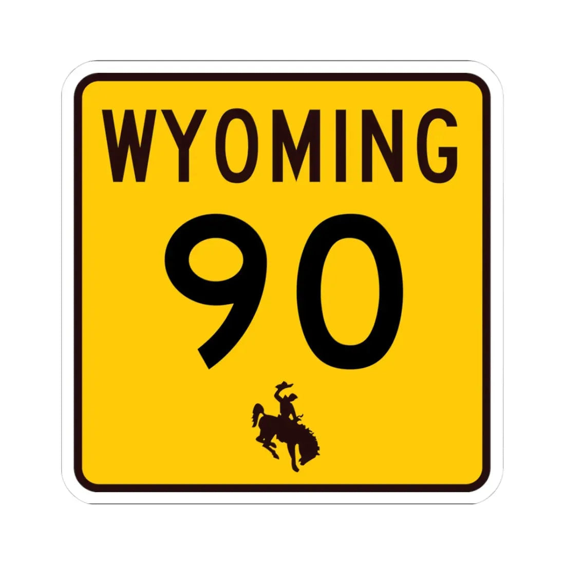WY-90 (Wyoming) (Road Sign) STICKER Vinyl Kiss-Cut Decal 3 Inch White - The Sticker Space