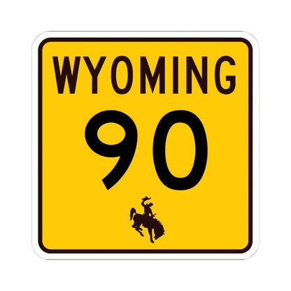 WY-90 (Wyoming) (Road Sign) STICKER Vinyl Kiss-Cut Decal 4 Inch White - The Sticker Space