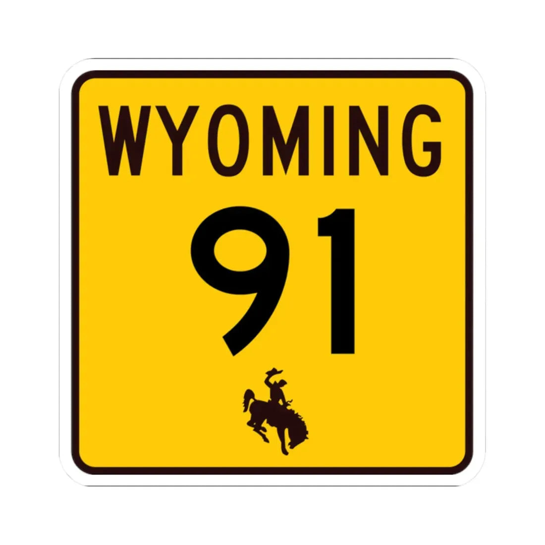 WY-91 (Wyoming) (Road Sign) STICKER Vinyl Kiss-Cut Decal 2 Inch White - The Sticker Space