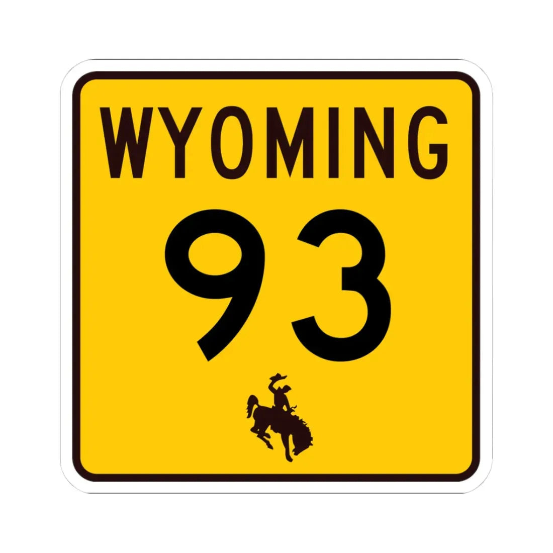 WY-93 (Wyoming) (Road Sign) STICKER Vinyl Kiss-Cut Decal 3 Inch White - The Sticker Space