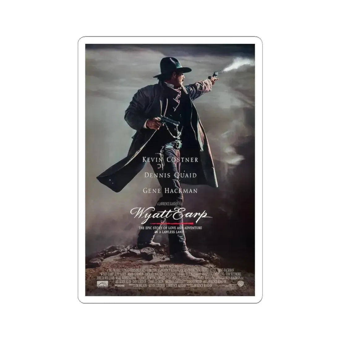 Wyatt Earp 1994 Movie Poster - STICKER Vinyl Kiss-Cut Decal 6 Inch White - The Sticker Space