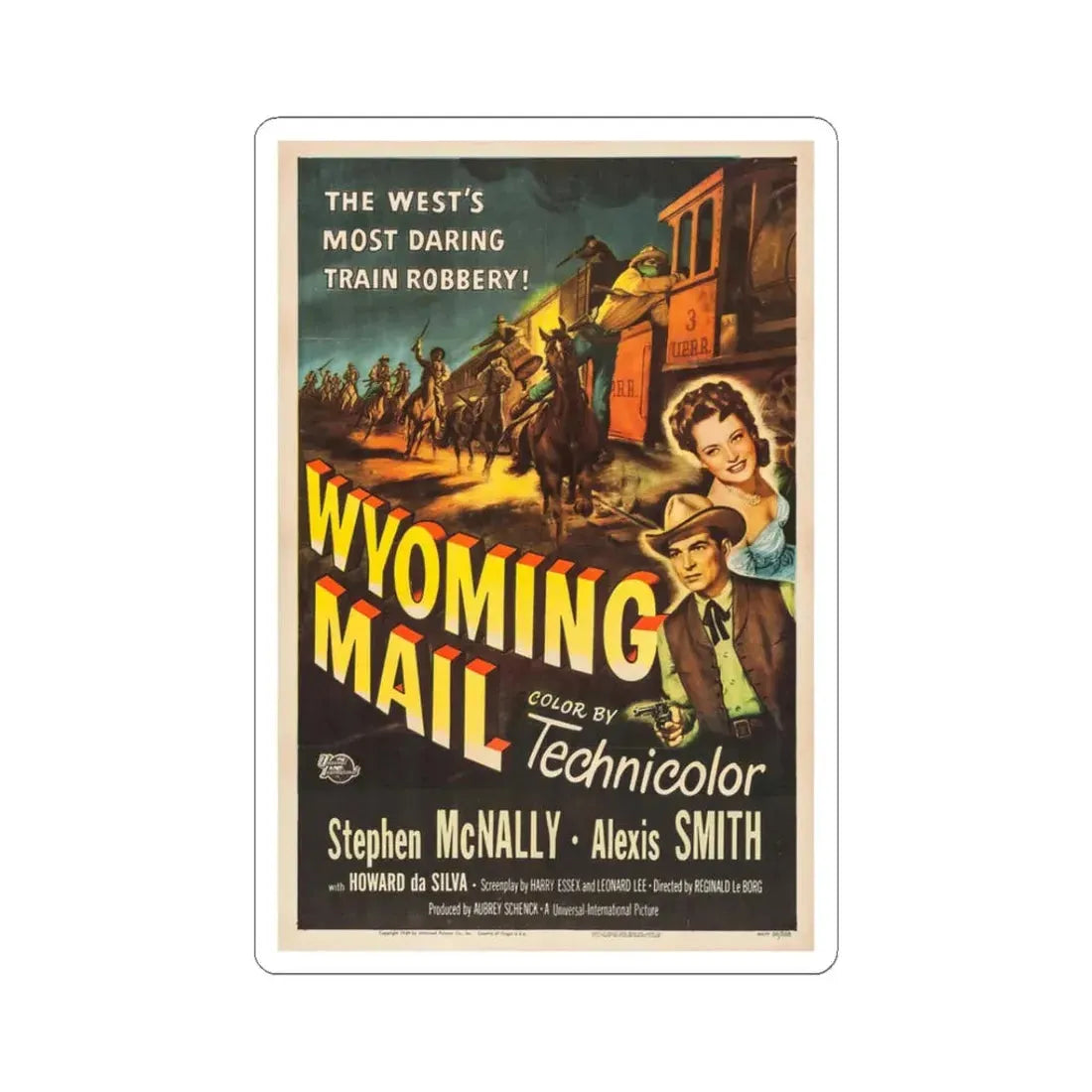Wyoming Mail 1950 Movie Poster - STICKER Vinyl Kiss-Cut Decal 3 Inch White - The Sticker Space