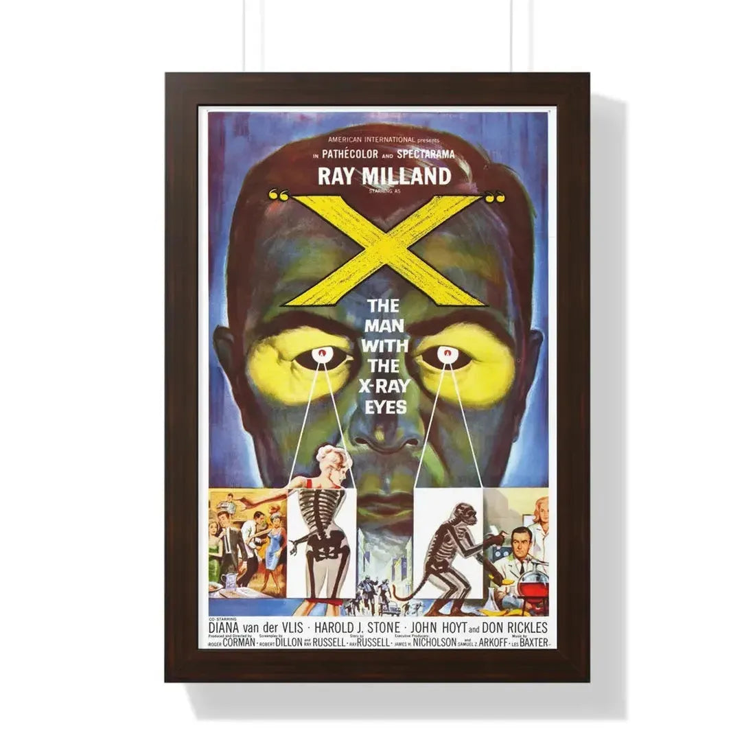 X - THE MAN WITH THE X - RAY EYES 1963 - Framed Movie Poster 16″ x 24″ Walnut - The Sticker Space
