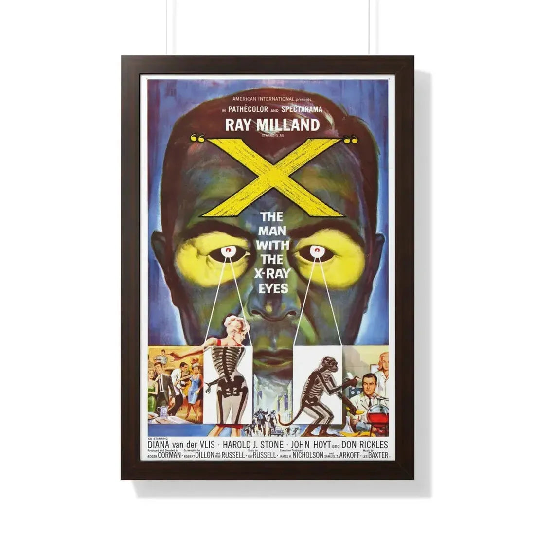 X - THE MAN WITH THE X - RAY EYES 1963 - Framed Movie Poster 20" x 30" Walnut - The Sticker Space