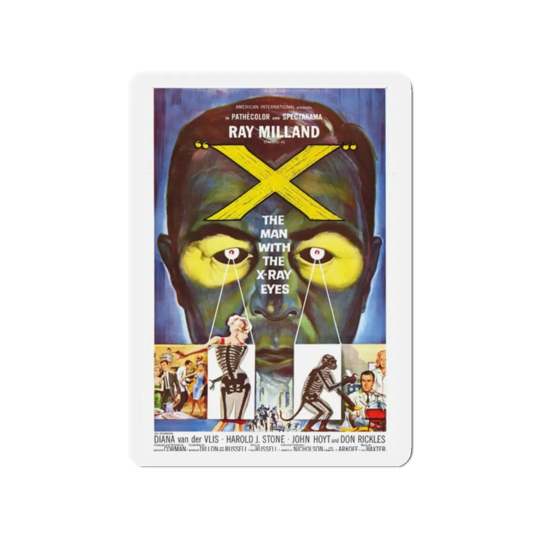 X - THE MAN WITH THE X - RAY EYES 1963 Movie Poster - Refrigerator Magnet 2 Inch - The Sticker Space