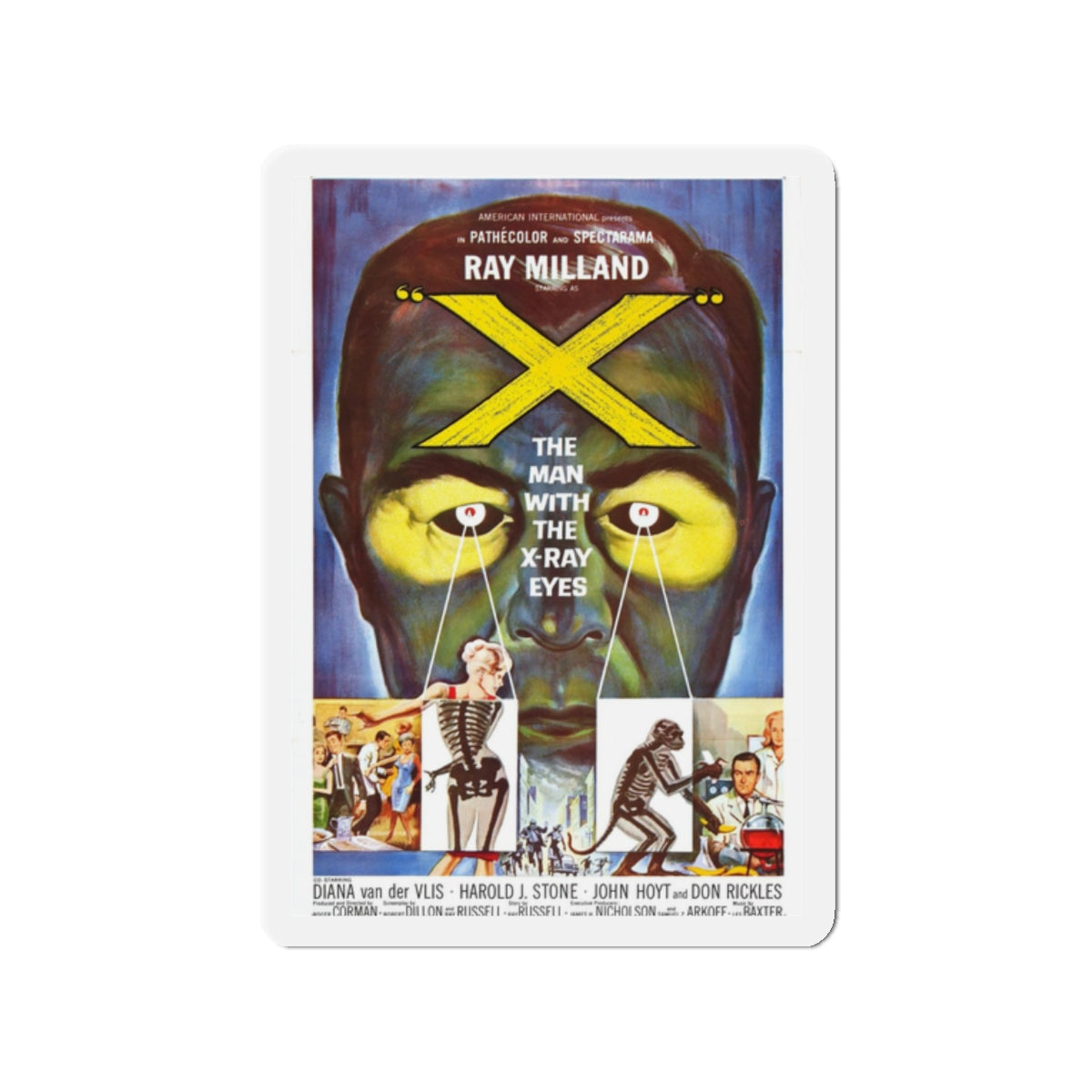 X - THE MAN WITH THE X - RAY EYES 1963 Movie Poster - Refrigerator Magnet-2" x 2"-The Sticker Space