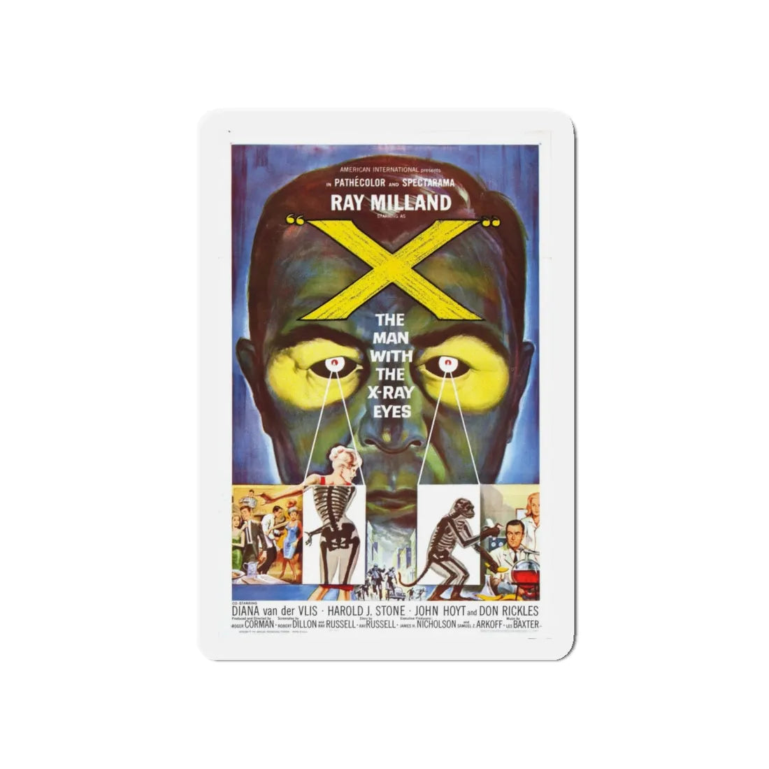 X - THE MAN WITH THE X - RAY EYES 1963 Movie Poster - Refrigerator Magnet 4 Inch - The Sticker Space
