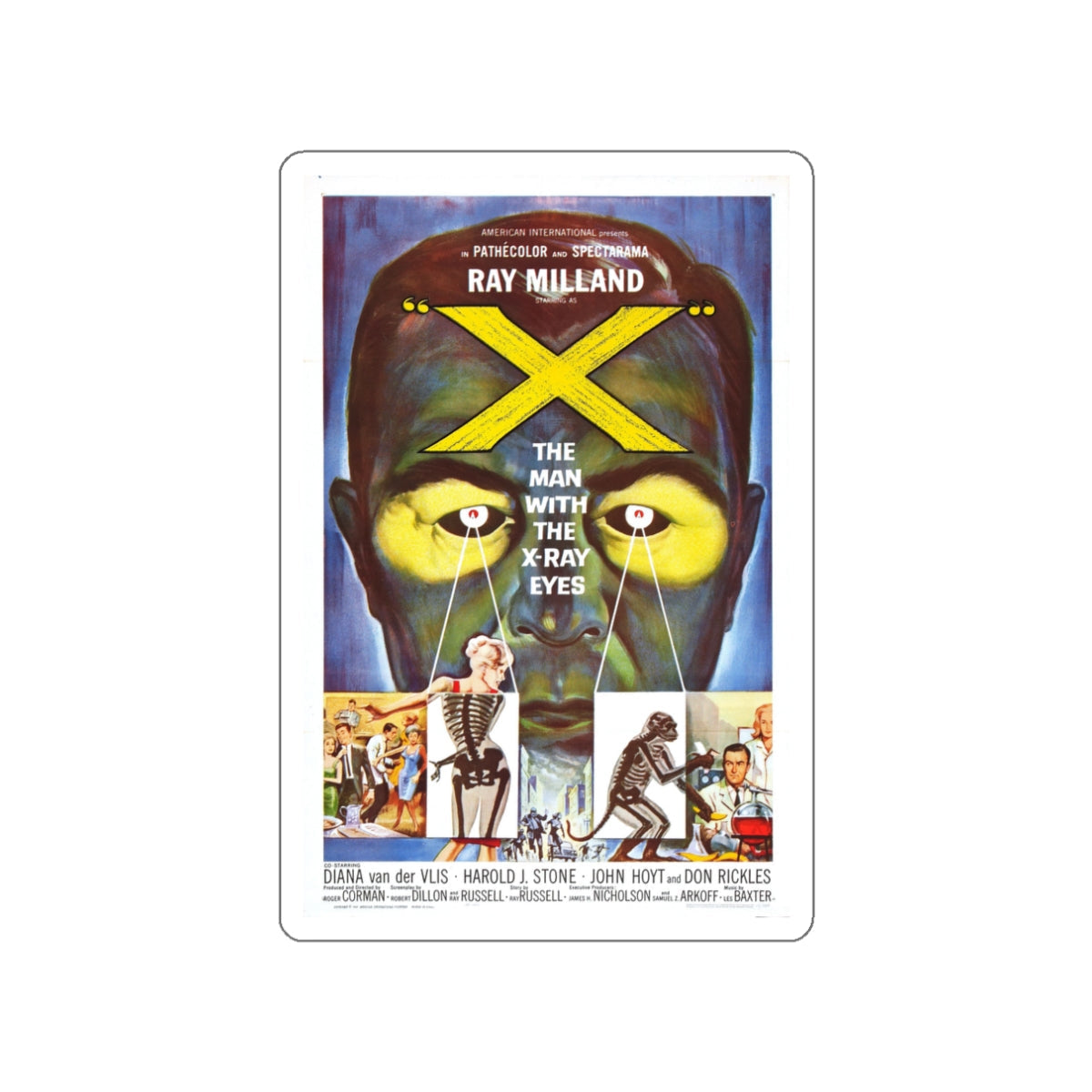 X - THE MAN WITH THE X - RAY EYES 1963 Movie Poster STICKER Vinyl Die-Cut Decal-White-The Sticker Space