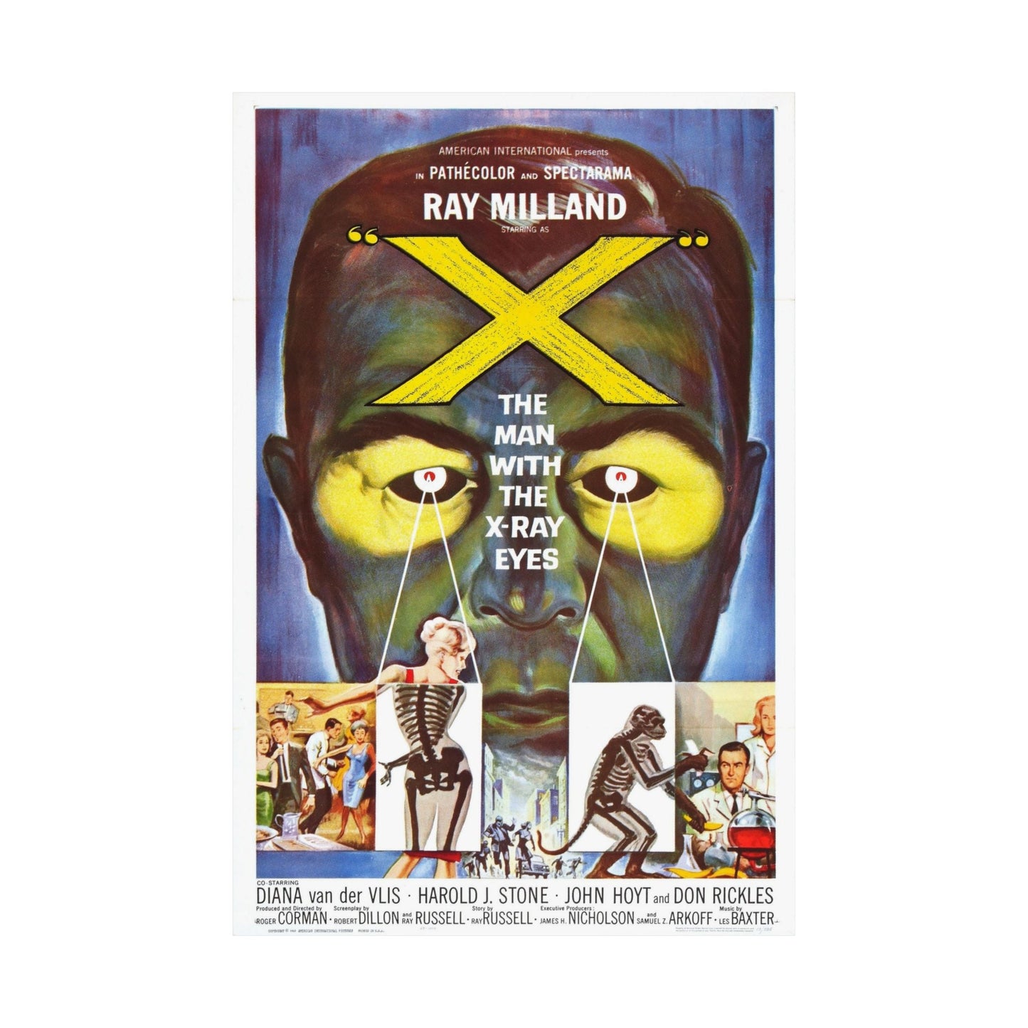 X - THE MAN WITH THE X - RAY EYES 1963 - Paper Movie Poster-The Sticker Space