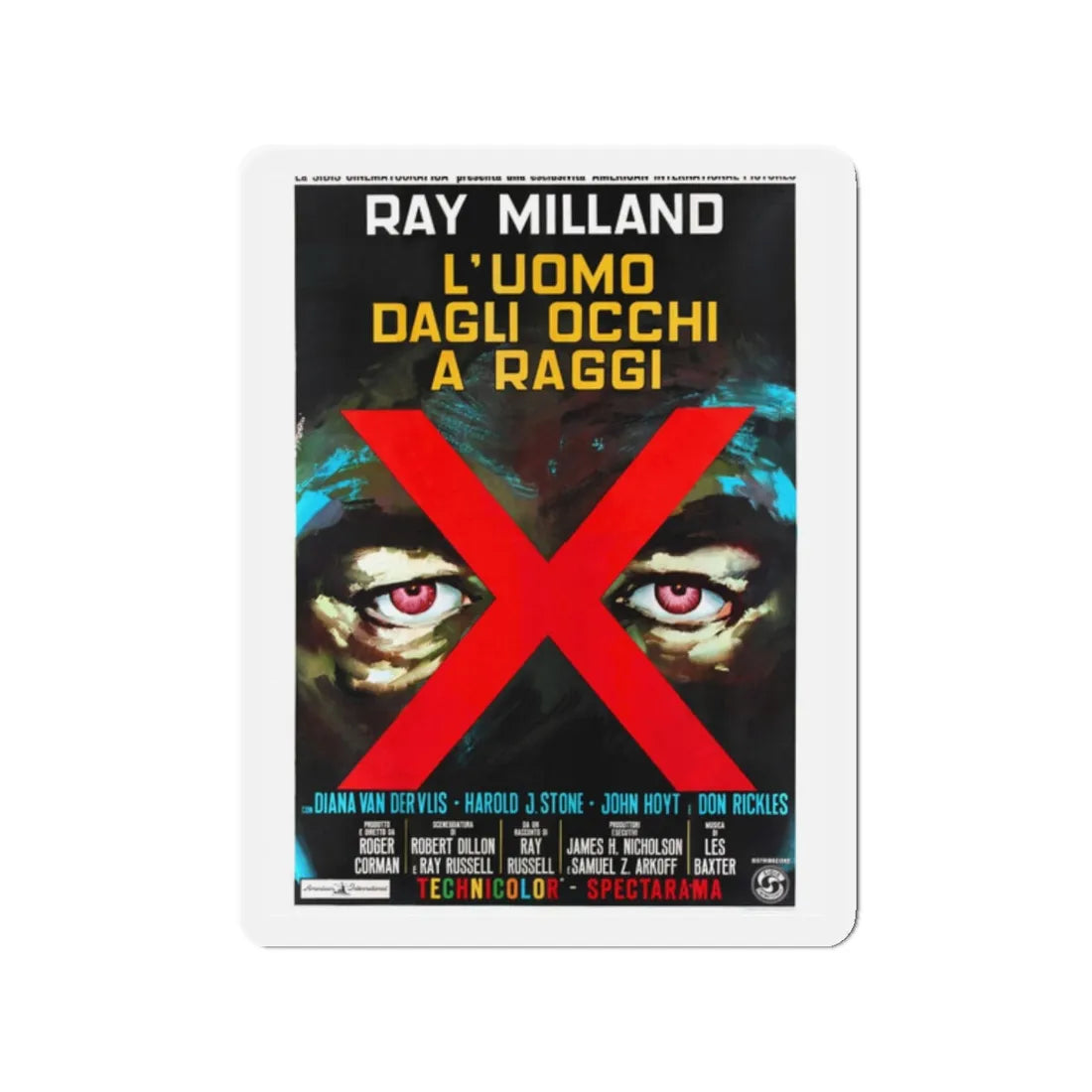 X - THE MAN WITH THE X - RAY EYES (ITALIAN) 1963 Movie Poster - Refrigerator Magnet 2 Inch - The Sticker Space