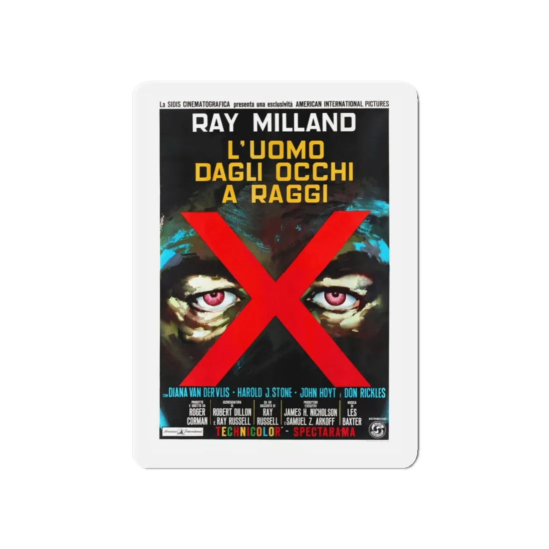 X - THE MAN WITH THE X - RAY EYES (ITALIAN) 1963 Movie Poster - Refrigerator Magnet 5 Inch - The Sticker Space