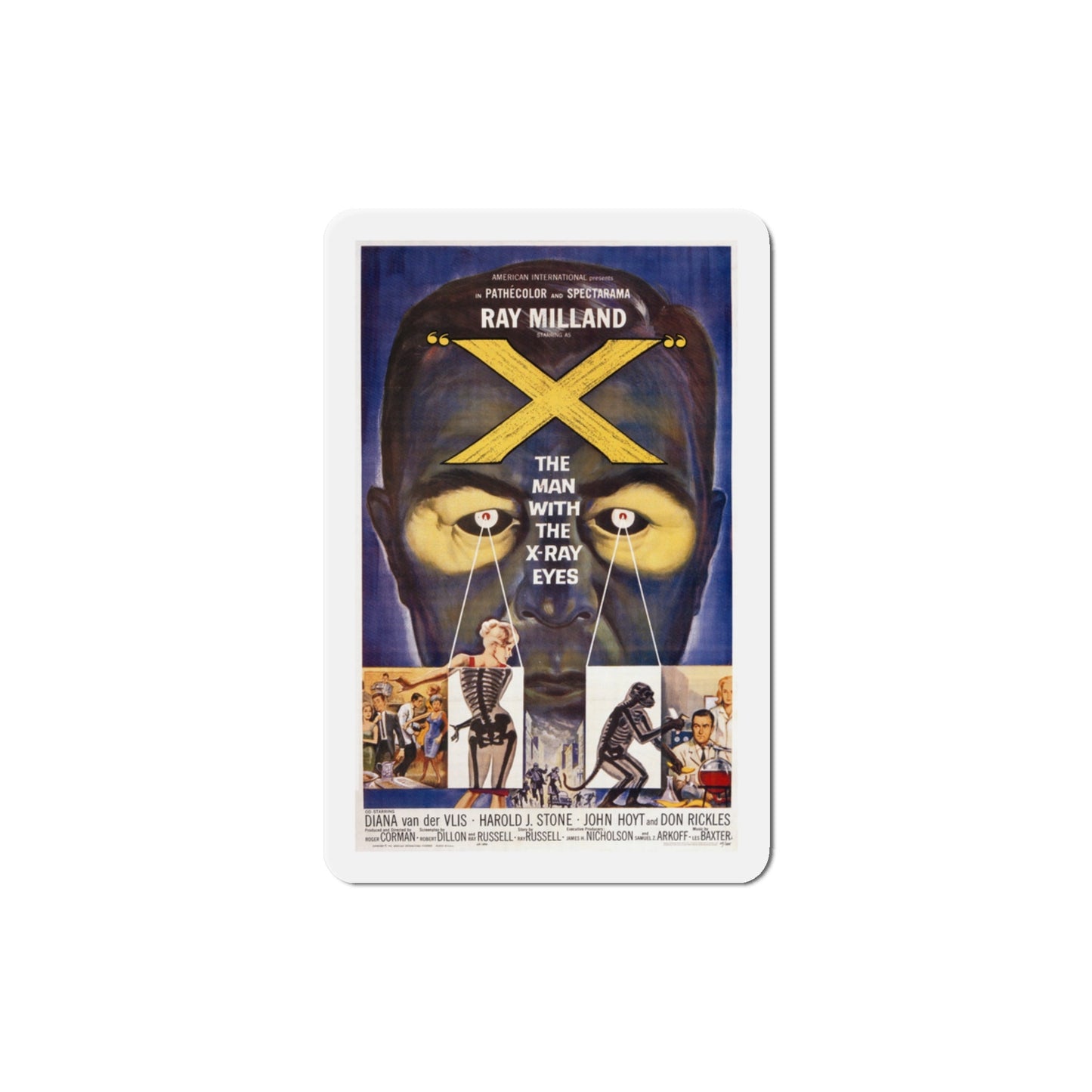 X The Man with the XRay Eyes 1963 Movie Poster Die-Cut Magnet-3 Inch-The Sticker Space