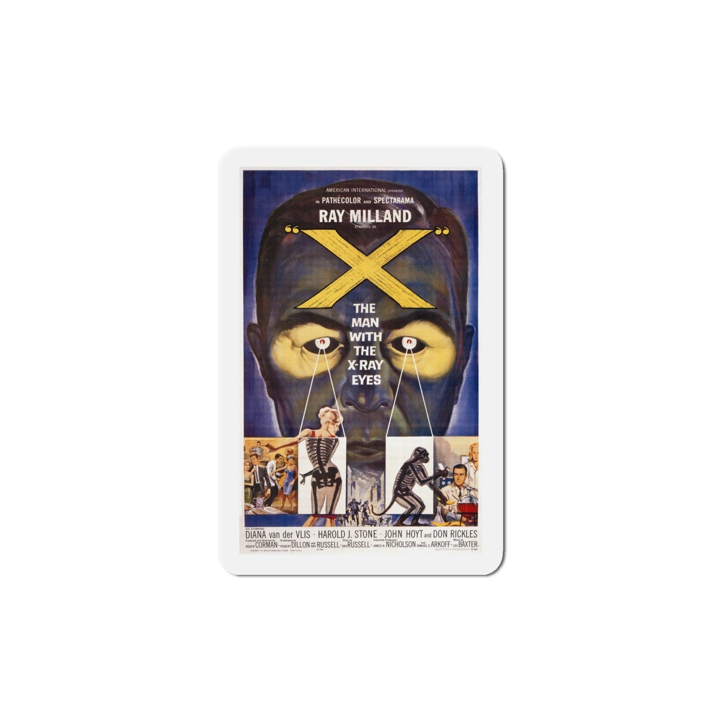 X The Man with the XRay Eyes 1963 Movie Poster Die-Cut Magnet-5 Inch-The Sticker Space