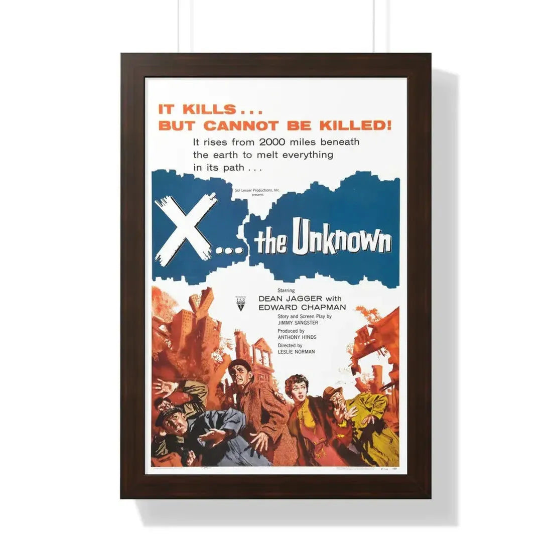 X - THE UNKNOWN 1956 - Framed Movie Poster 16″ x 24″ Walnut - The Sticker Space