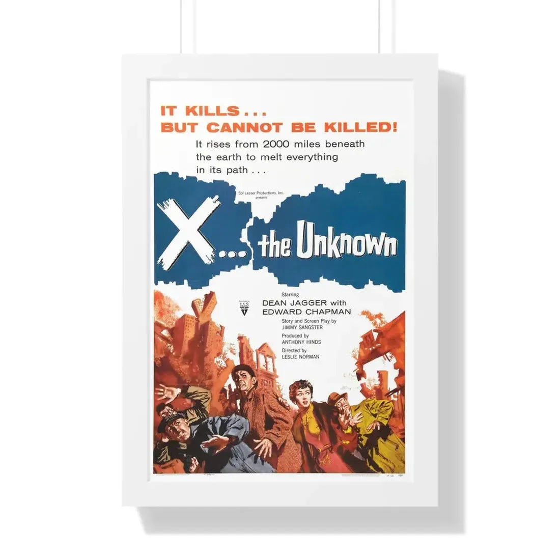 X - THE UNKNOWN 1956 - Framed Movie Poster 16″ x 24″ White - The Sticker Space